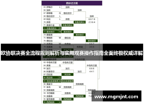 欧协联决赛全流程规则解析与实用观赛操作指南全面终极权威详解